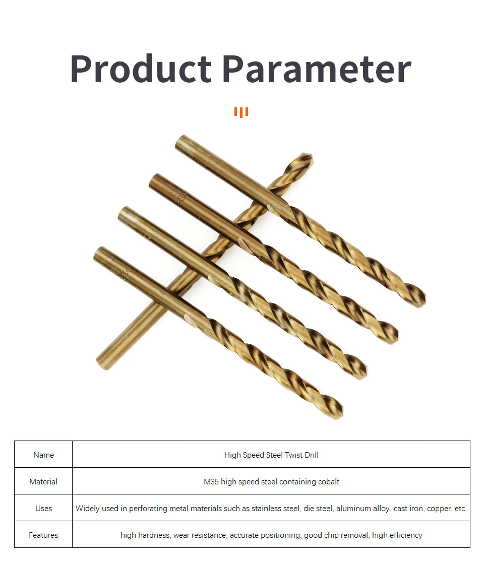 Cobalt HSS M35 Twist Drill Bit Set for Metal & Stainless Steel