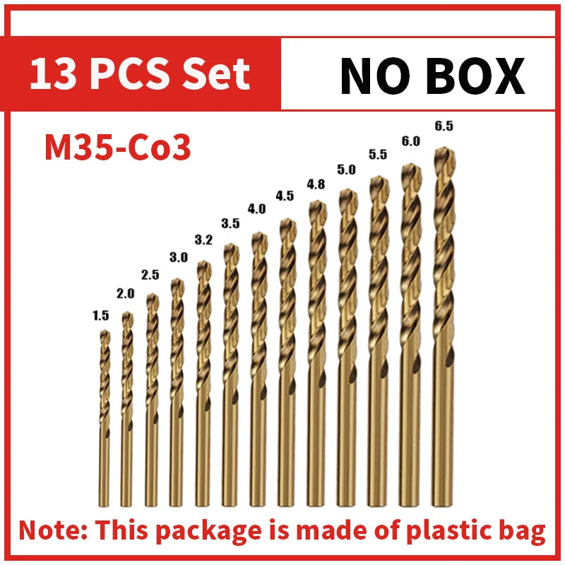 Cobalt HSS M35 Twist Drill Bit Set for Metal & Stainless Steel