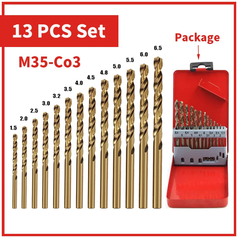 Cobalt HSS M35 Twist Drill Bit Set for Metal & Stainless Steel