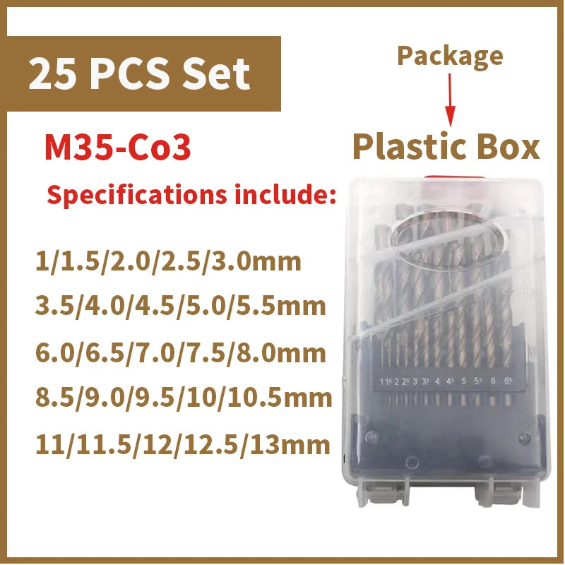 Cobalt HSS M35 Twist Drill Bit Set for Metal & Stainless Steel