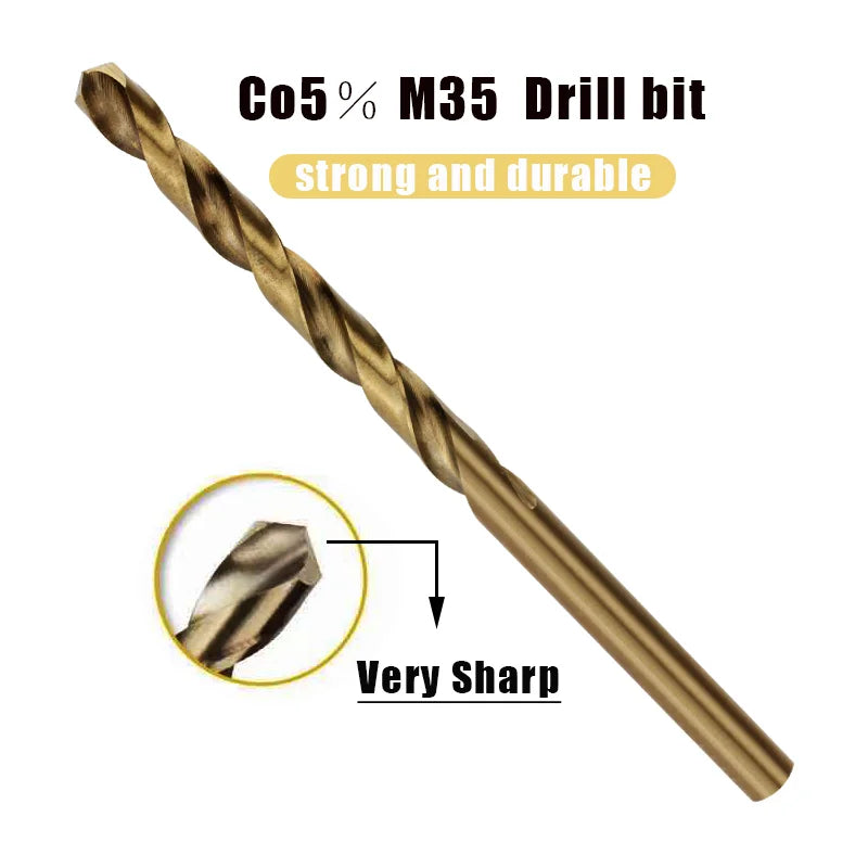 Cobalt HSS M35 Twist Drill Bit Set for Metal & Stainless Steel