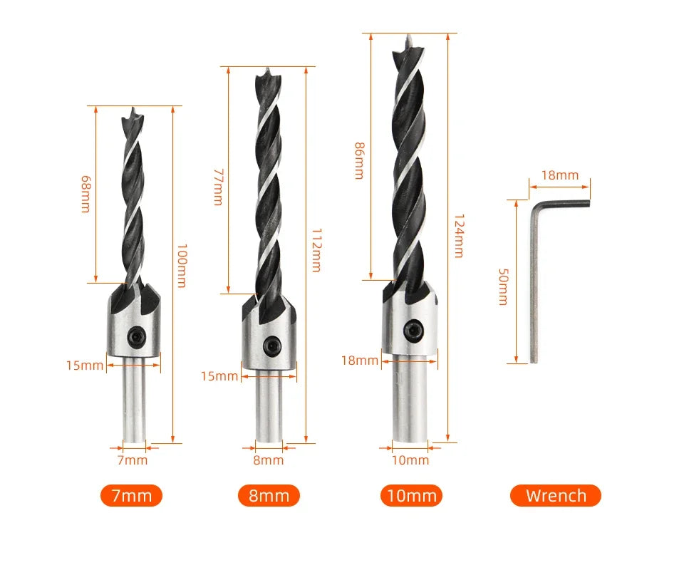 HSS Countersink Drill Bit Set 3mm–10mm – Woodworking Chamfer & Pilot Hole Bits