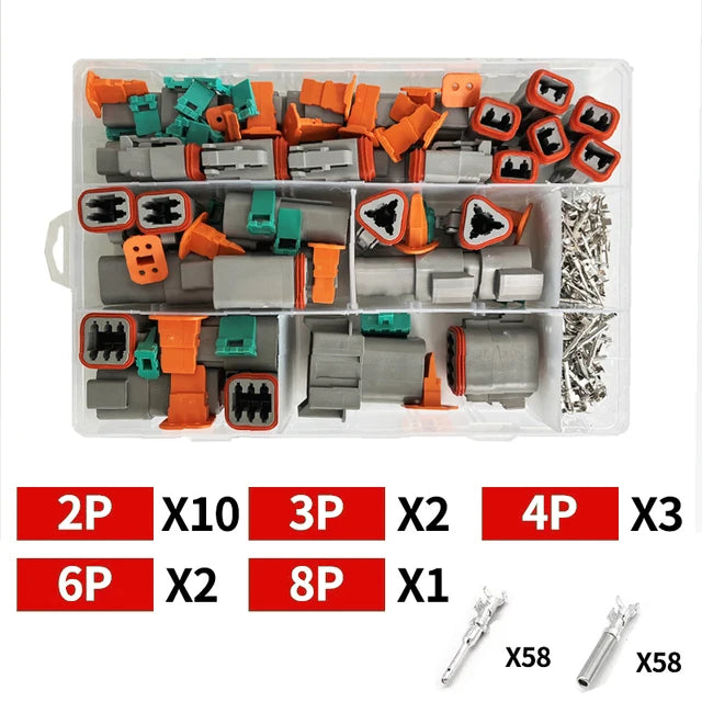 1Set DT Connector 2P/3P/4P/6P/8P 22-16AWG Waterproof Electrical Deutsch Connector Plug Kit DT06-2S DT04-2P For Car