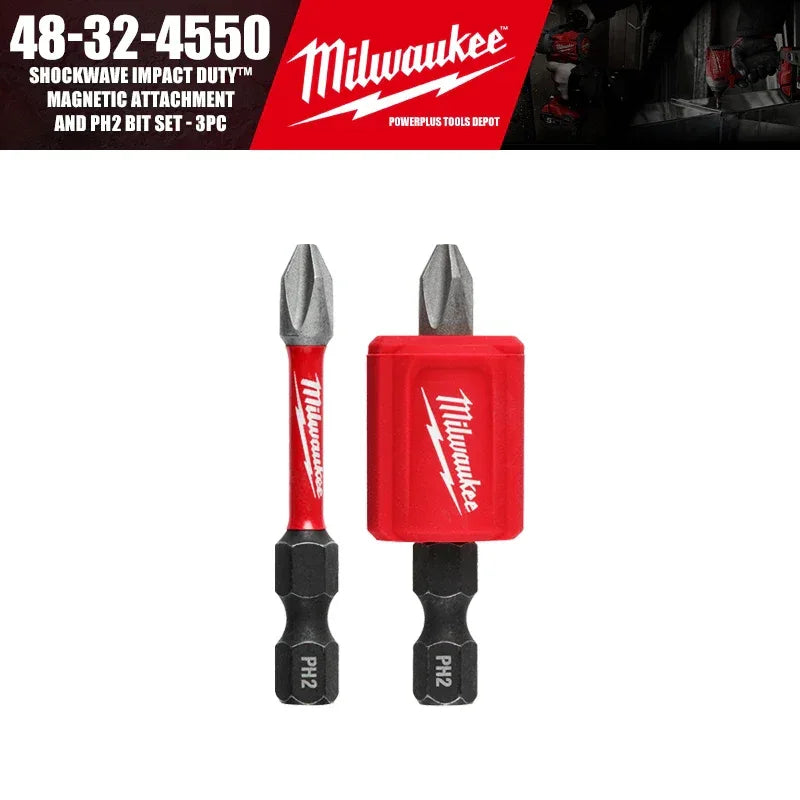 Milwaukee 48-32-4550 SHOCKWAVE Impact Duty Magnetic Attachment & PH2 Bit Set 3PC