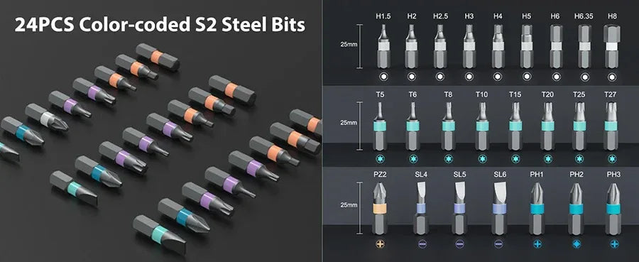 24 In 1 Multi-purpose Ratchet Wrench Screwdriver Set Magnetic Bits Tools Set DIY Household Repair Tool Precision Hand Tools Work