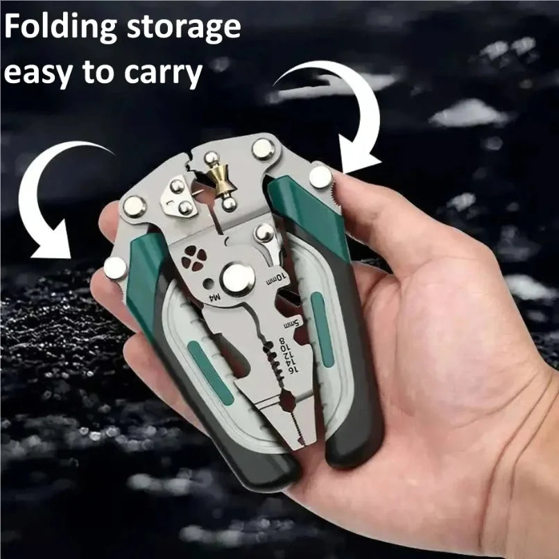 1/2Foldable 18-in-1 Wire Stripping Pliers Crimping Tool Multifunctional Electrician Pliers, Professional-Grade Electrician Tools