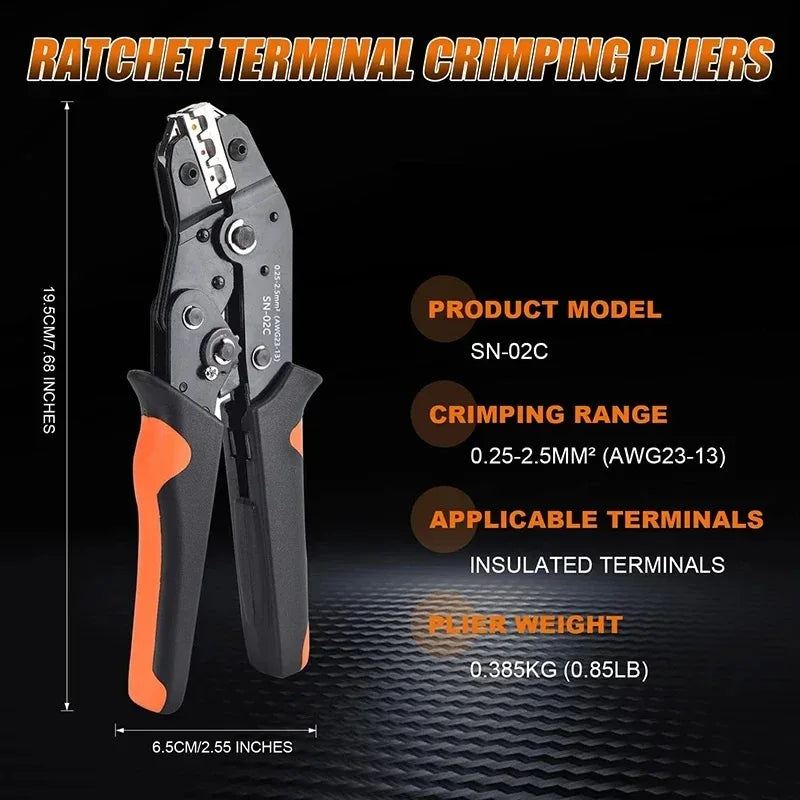 SN-02C crimper pliers for butt ring and spade terminals