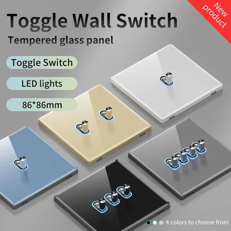 Black Glass Wall Switch & Socket Panel – EU/UK Standard with USB, TV/SAT/Network Ports, Modern Sliding Design