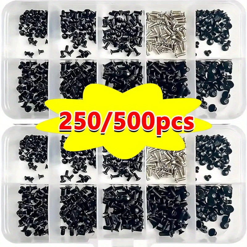 250/500pcs/box computer small mini screw set M2 M2.5 M3 carbon steel computer notebook laptop screws kit