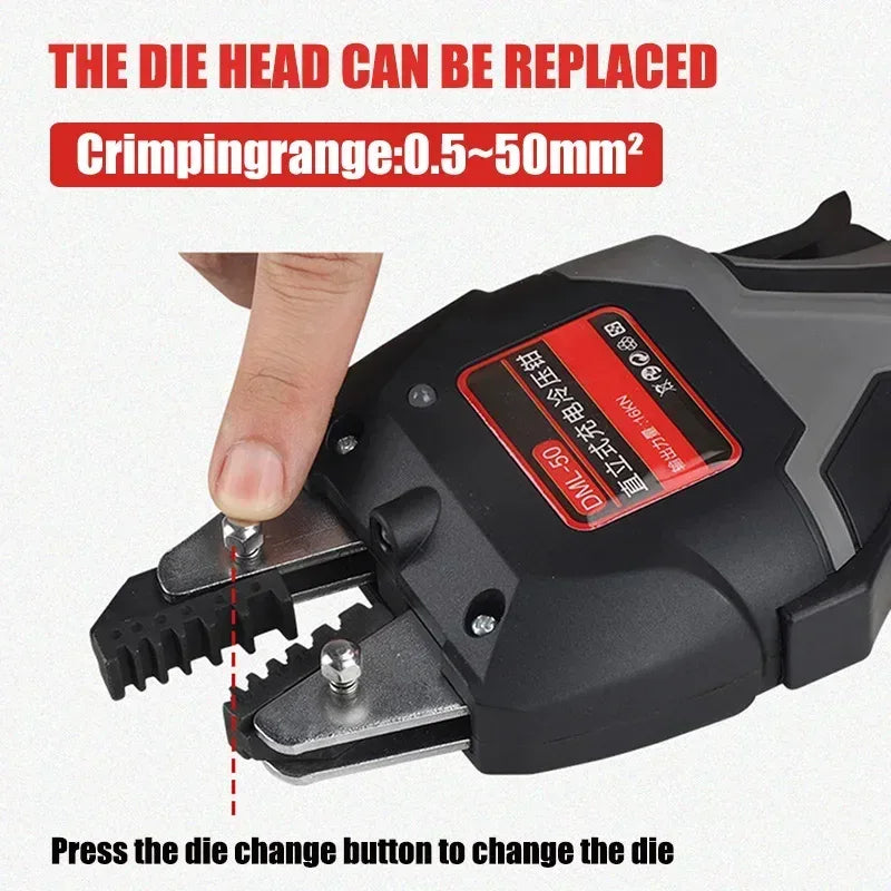 Hand-held electric hydraulic crimping tool for terminals