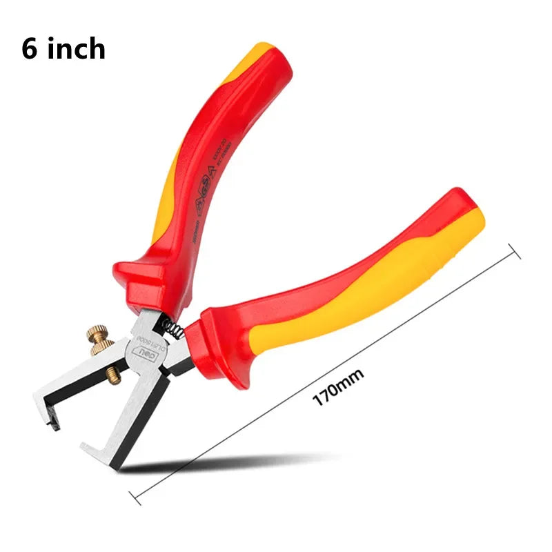 Deli 1000V VDE Insulated Pliers – Diagonal, Long Nose & Wire Cutter