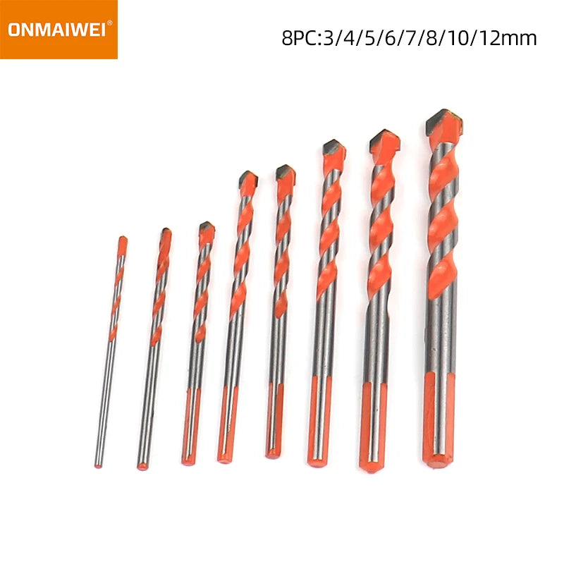 3-12mm Threaded Triangle Tungsten Steel Wall Tile Concrete Drilling Bit Household Marble Overlord Diamond Hand Electric Drill