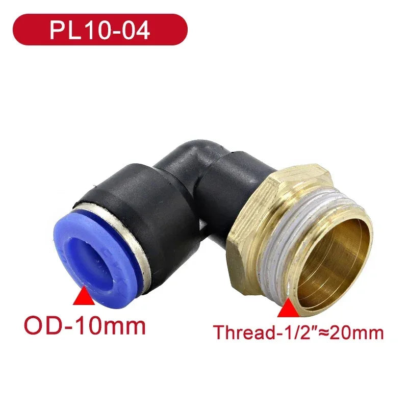 5Pcs SL Water Air Hose Pneumatic Air Connector 1/8 "1/4" 3/8 "1/2" Male Thread Elbow Pneumatic Fitting 4/6/8/10/12mm