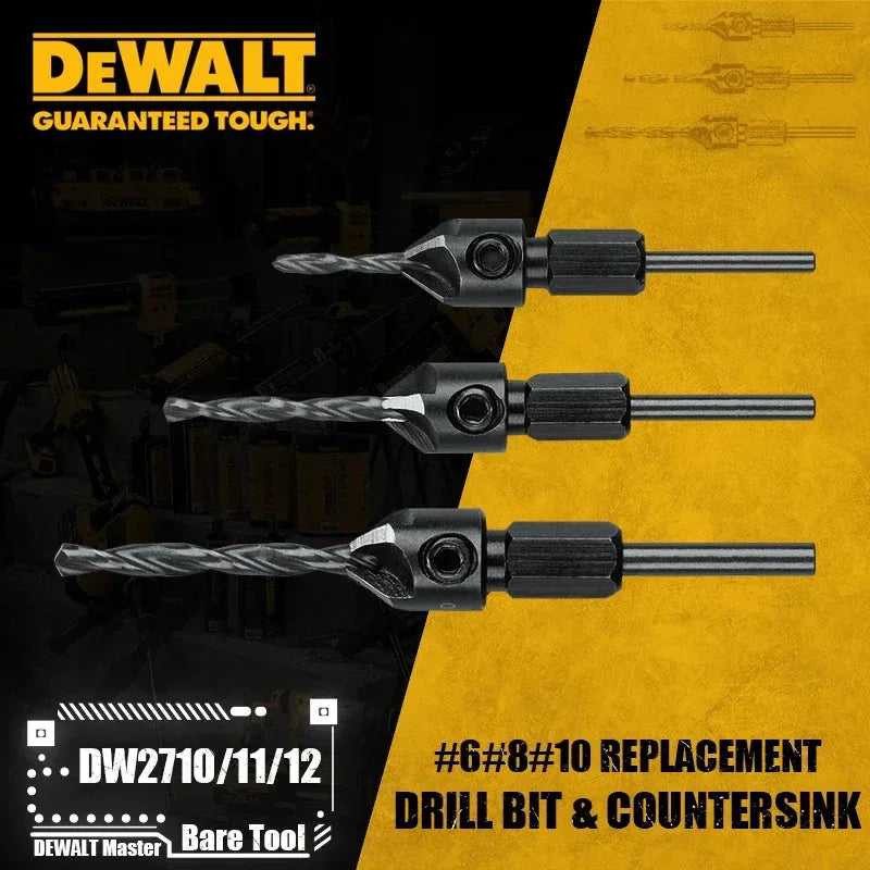 DEWALT #6, #8, #10 Replacement Drill Bits & Countersink – DW2710/DW2711/DW2712 for DW2700/DW2701/DW2702