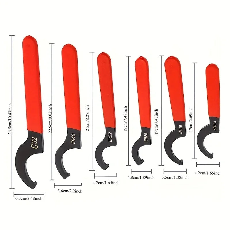6pcs Hook Wrenches Tools Set C-Shape Spanner Wrench for Shock Adjustment Motorcycle Car Repair Spanner Tool Universal Hand Tool