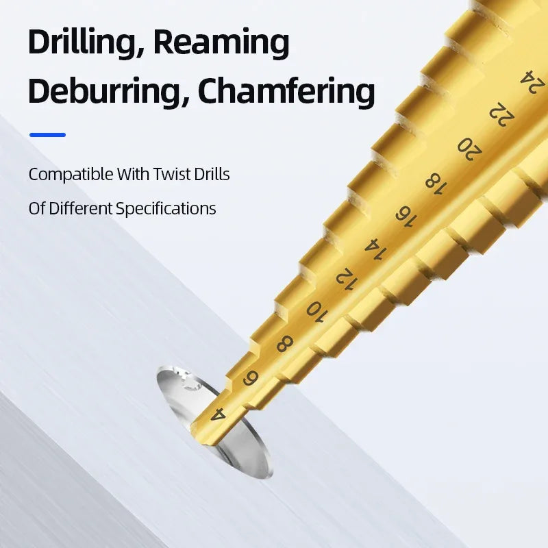 conical step drill bit used for multi size drilling in wood and plastic