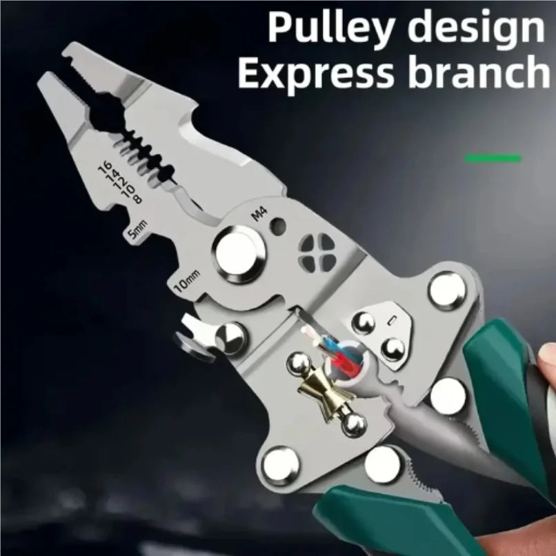 1/2Foldable 18-in-1 Wire Stripping Pliers Crimping Tool Multifunctional Electrician Pliers, Professional-Grade Electrician Tools