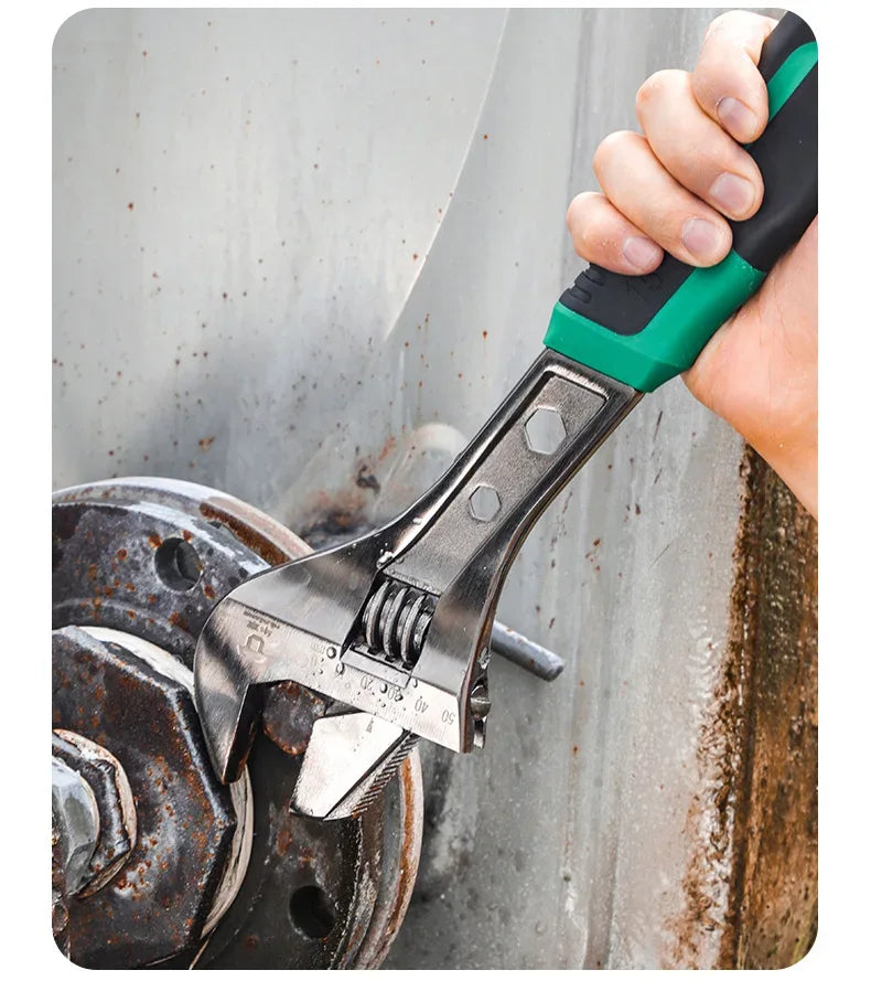 8/10/12 inch Adjustable Wrench Wide Opening Chrome Vanadium Alloy Universal Spanner with Scale Marked for Bathroom Pipe Tool