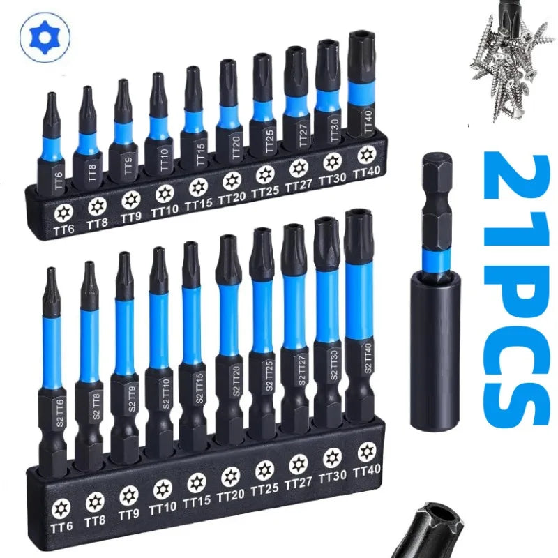 21/10PCS Star Impact Drill Bit Set S2 Steel Hex Head Shank Magnetic Screwdriver Driver Bits Holder Wrench Electric Drill Tools