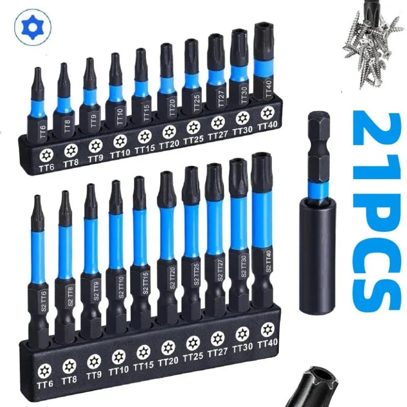 21/10PCS Star Impact Drill Bit Set S2 Steel Hex Head Shank Magnetic Screwdriver Driver Bits Holder Wrench Electric Drill Tools