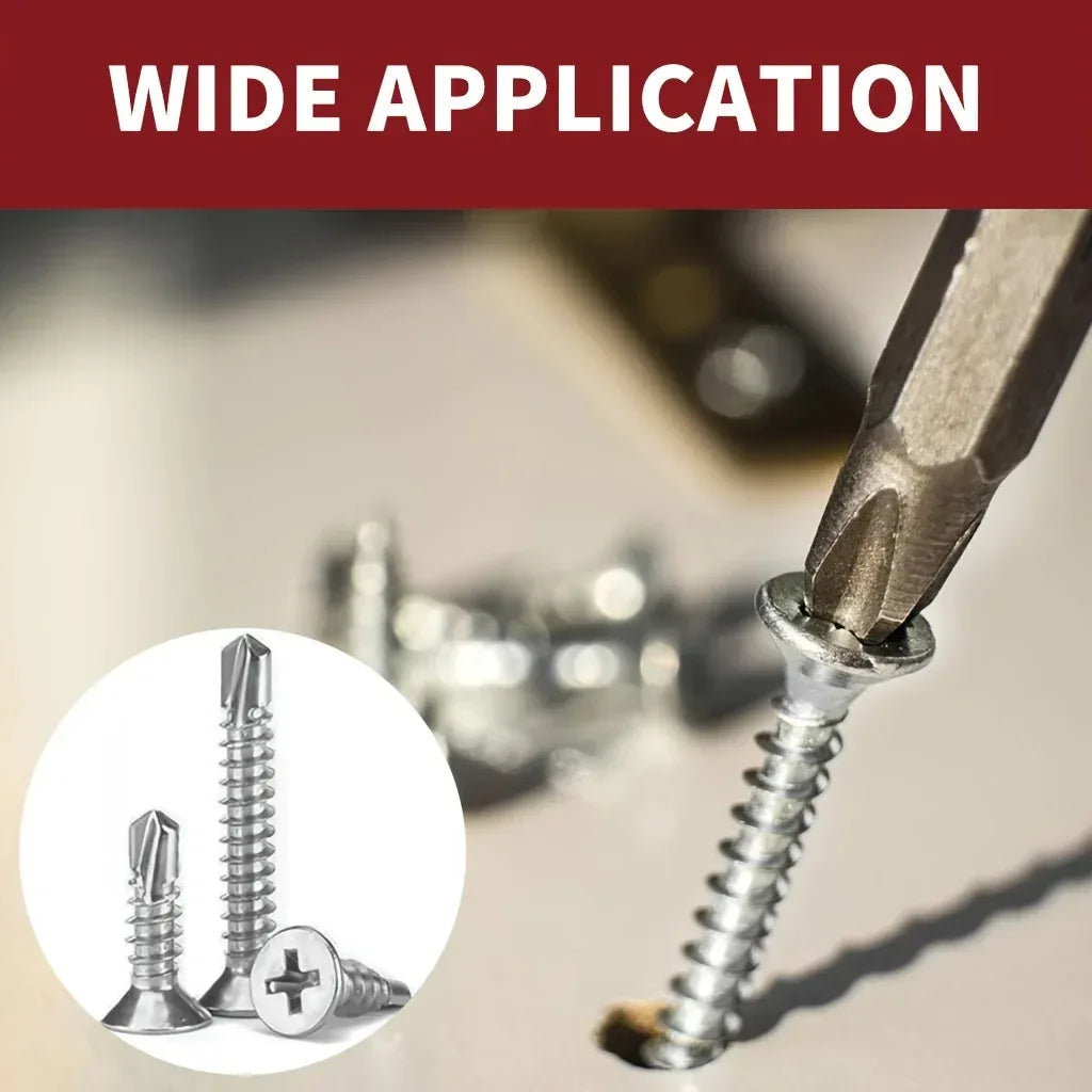 250pcs Stainless Steel Cross Round Head With Pad Self Drilling Self Tapping Screw