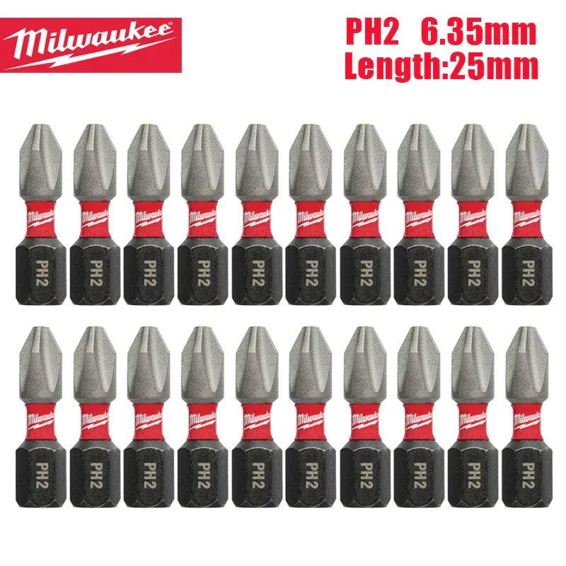 Milwaukee Original PH2 Drill Bits 63.5mm – High-Speed Steel Screwdriver Heads with Magnetism