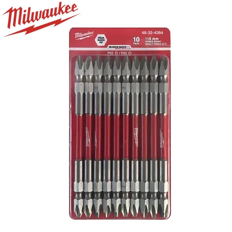 MILWAUKEE 48-32-4364D Impact Double-End Bits – 10PC PH2 110mm Power Bit Set