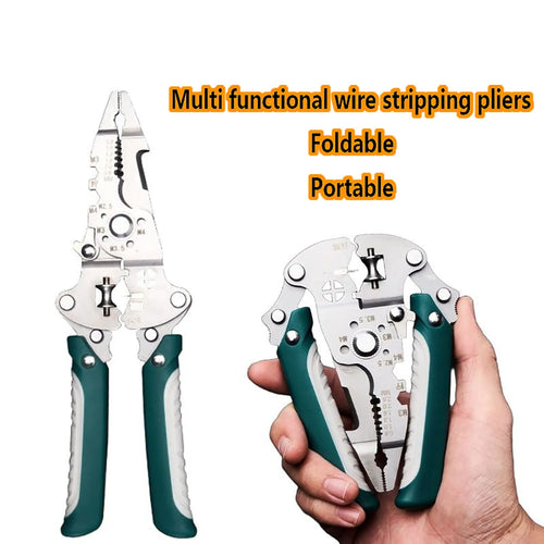 1/2Foldable 18-in-1 Wire Stripping Pliers Crimping Tool Multifunctional Electrician Pliers, Professional-Grade Electrician Tools