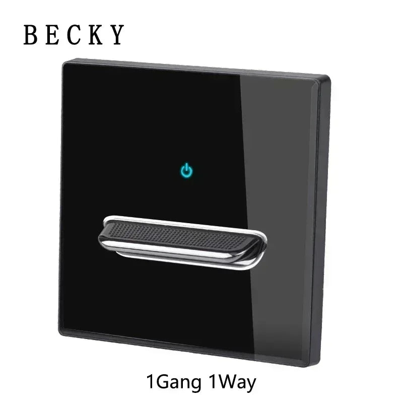 Black Tempered Glass Wall Switch Panel Led European 16a Socket Retro Toggle Light Switch Eu Uk Standard 2usb Socket 1Gang-4gang