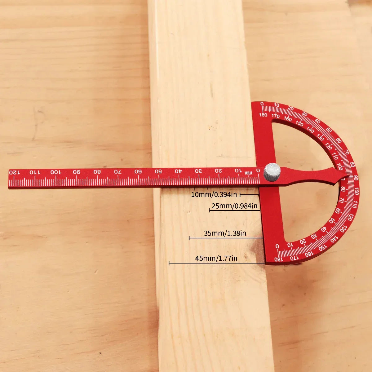 Aluminum Alloy Protractor Angle Marking Ruler, Multifunctional Protractor Woodworking Ruler for High-precision Angle Measurement