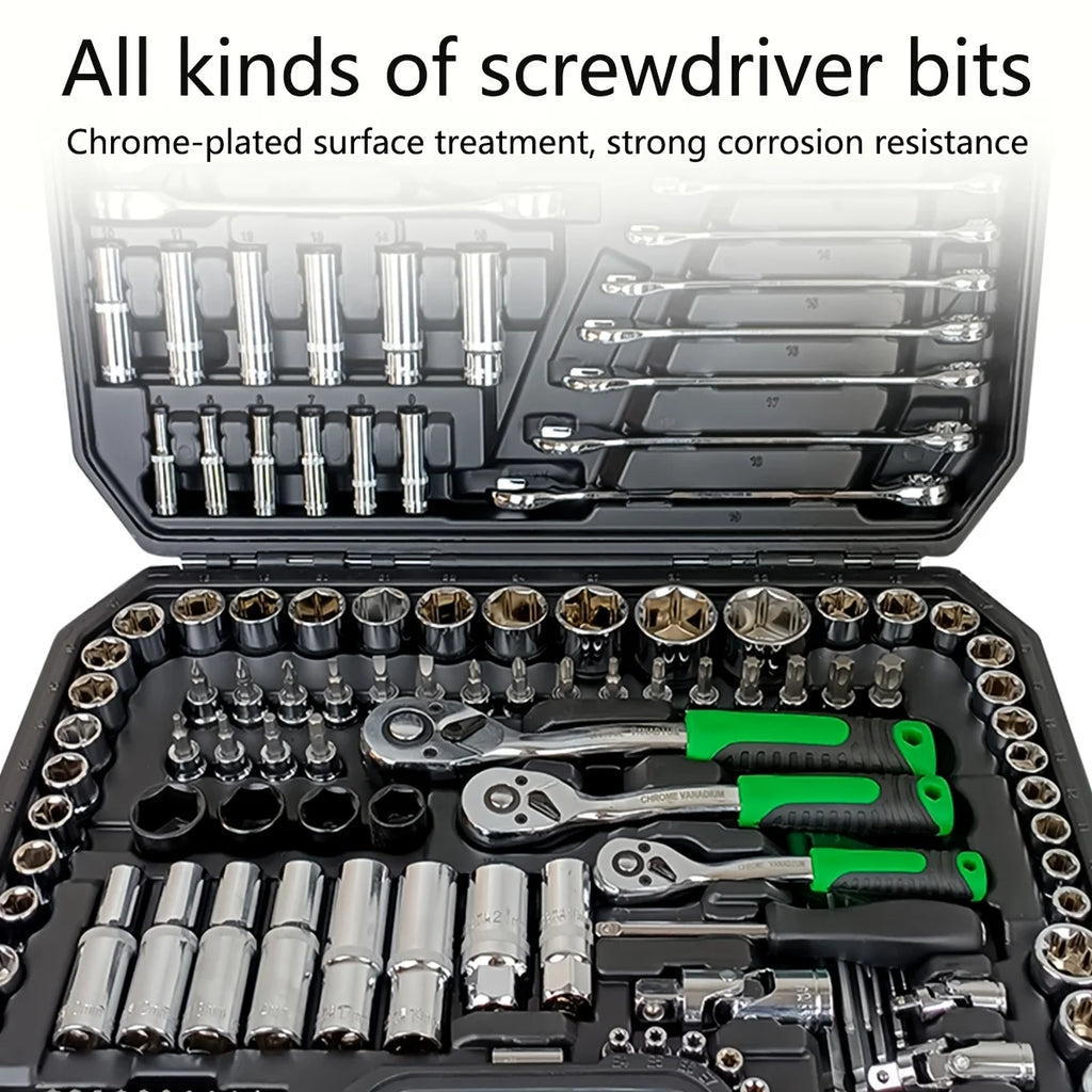 150/46pcs Auto Mechanical Repair Tool Set, Multifunctional with Socket, Wrench And Ratchet Set, Auto Repair, Mechanical Toolkit