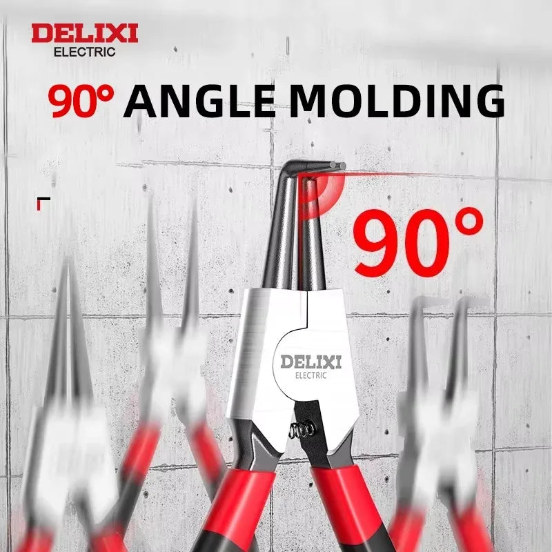 DELIXI ELECTRIC 5-Inch Internal External Circlip Pliers with Non-Slip Handle for Snap Rings, Hoses & Gasket Removal
