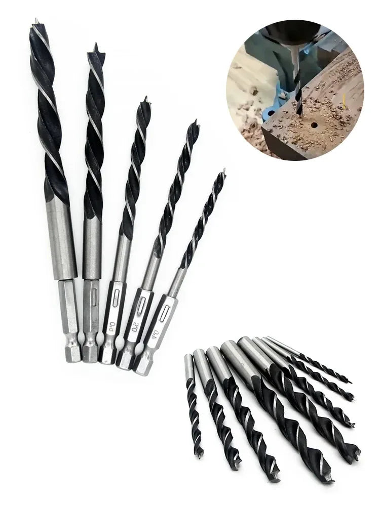 3/5pcs 3 4 5 6 7 8 10mm Quick Change Metal Tools 1/4" Hex Shank Wood HCS Drill Bit Set Round handle