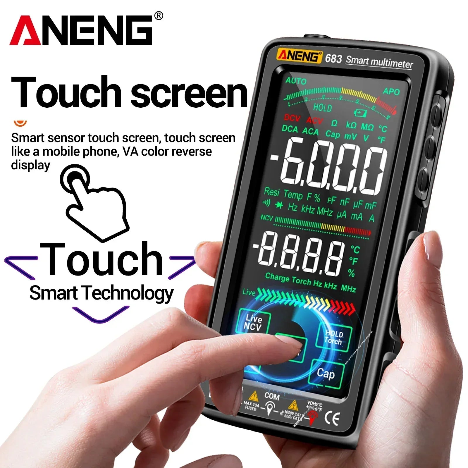 ANENG 683 Smart Multimeter Tester High-end Touch Rechargeable 6000 Counts Multimetro Test Multitester AC/DC Voltage Current Tool
