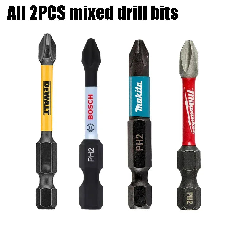 Impact Bits PH2 50/57mm – DEWALT, Makita, BOSCH & Milwaukee 2PCS HSS Drill Set