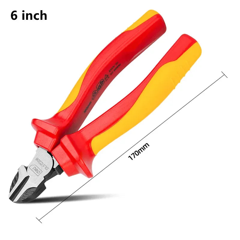 Deli 1000V VDE Insulated Pliers – Diagonal, Long Nose & Wire Cutter