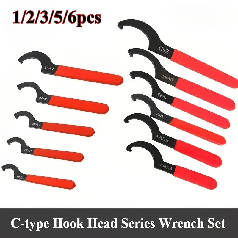 6pcs Hook Wrenches Tools Set C-Shape Spanner Wrench for Shock Adjustment Motorcycle Car Repair Spanner Tool Universal Hand Tool