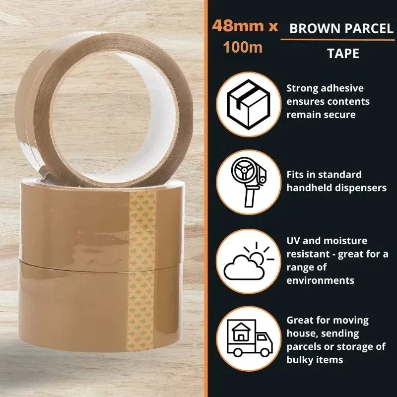 Brown Sealing Packing Tape, 4.8 CM Wide and 100 Meter Long, Heavy-duty Packaging Tape for Dispensers, Packaging Tape