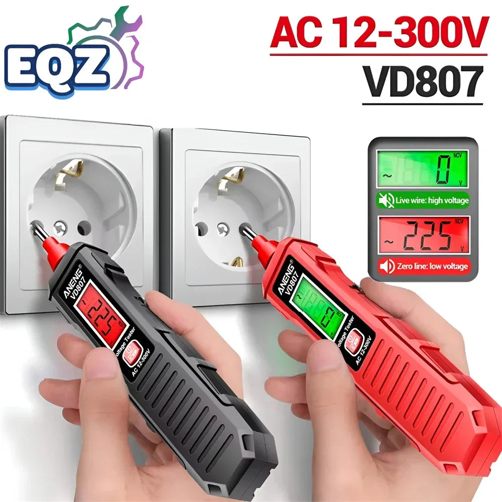 ANENG VD807 Digital Voltage Tester Pen Non-Contact Voltage Tester AC 12-300V Test Pencil 50/60Hz Alarm Zero Fire Wire Tester