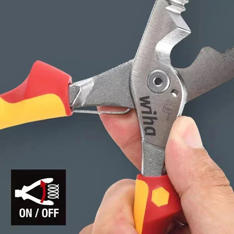 Genuine Wiha 8-in-1 Multi-Purpose Pliers – Insulated Wire Strippers for Electricians, 1000V VDE Tested