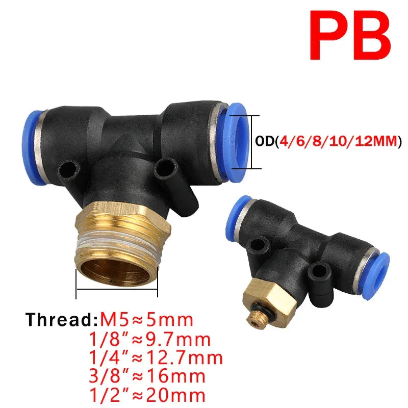 5Pcs Pneumatic Air Connector Fitting PC/PCF/SL/PB/PL 6 8 10 12 Thread 1/8 1/4" 3/4" 1/2" Hose Fittings Pipe Quick Connectors