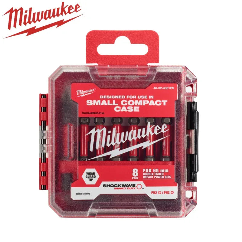 MILWAUKEE 48-32-4361PS SHOCKWAVE 8 Pieces Impact Duty 65MM PH2/PH2 Double Ended Power Drill Bits Impact Drill Accessories