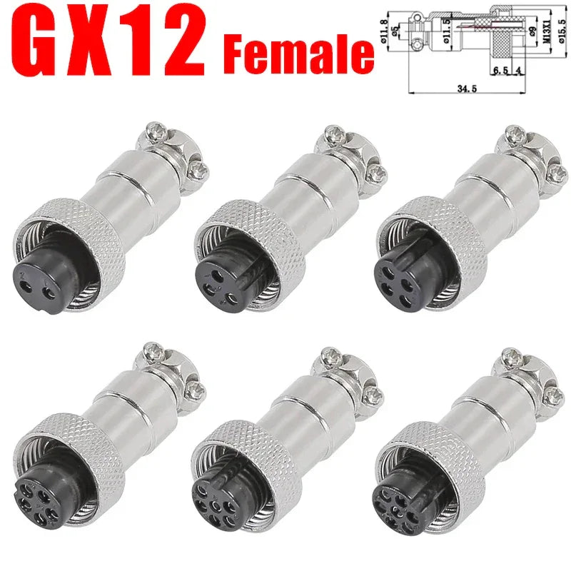 5pcs GX12 GX16 GX20 2 3 4 5 6 7 8 9 10 12 14 15 Pin Docking Aviation Plug Socket Circular Connector