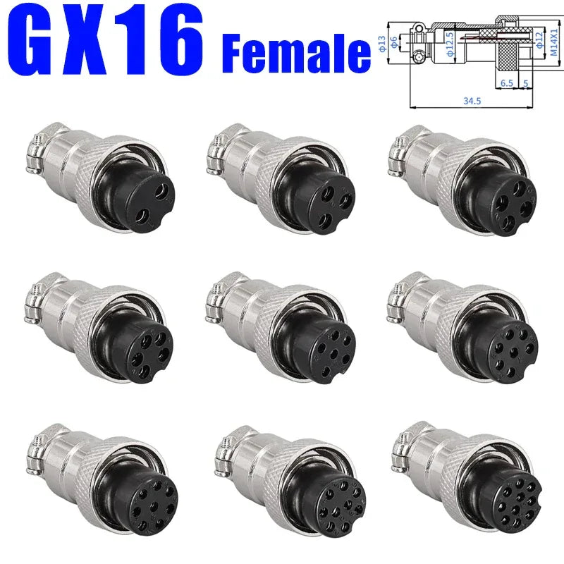 5pcs GX12 GX16 GX20 2 3 4 5 6 7 8 9 10 12 14 15 Pin Docking Aviation Plug Socket Circular Connector