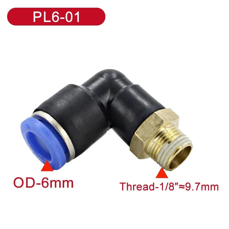 5Pcs SL Water Air Hose Pneumatic Air Connector 1/8 "1/4" 3/8 "1/2" Male Thread Elbow Pneumatic Fitting 4/6/8/10/12mm