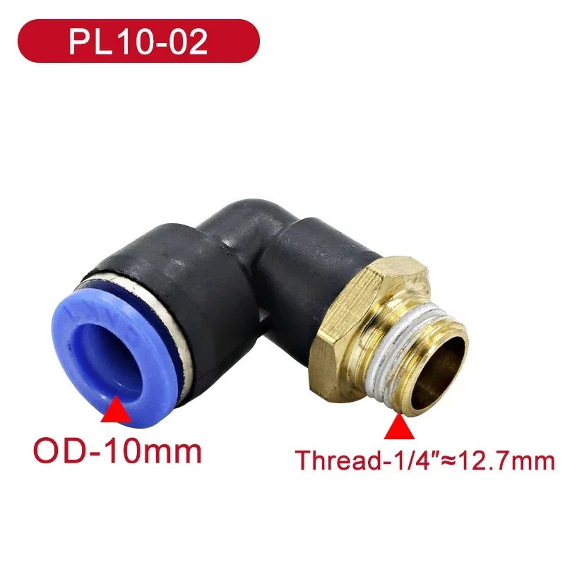 5Pcs SL Water Air Hose Pneumatic Air Connector 1/8 "1/4" 3/8 "1/2" Male Thread Elbow Pneumatic Fitting 4/6/8/10/12mm