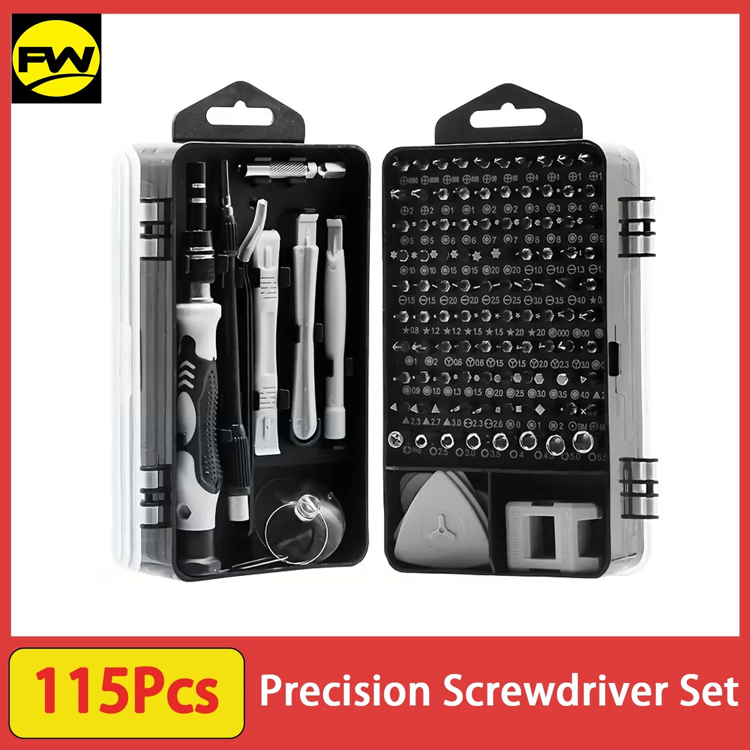 115 in 1 Precision Screwdriver Set, Electronics Repair Tool Kit for PC, Laptop, Cellphone, Watch, PS4, Vive VR, Toy, Eyeglass