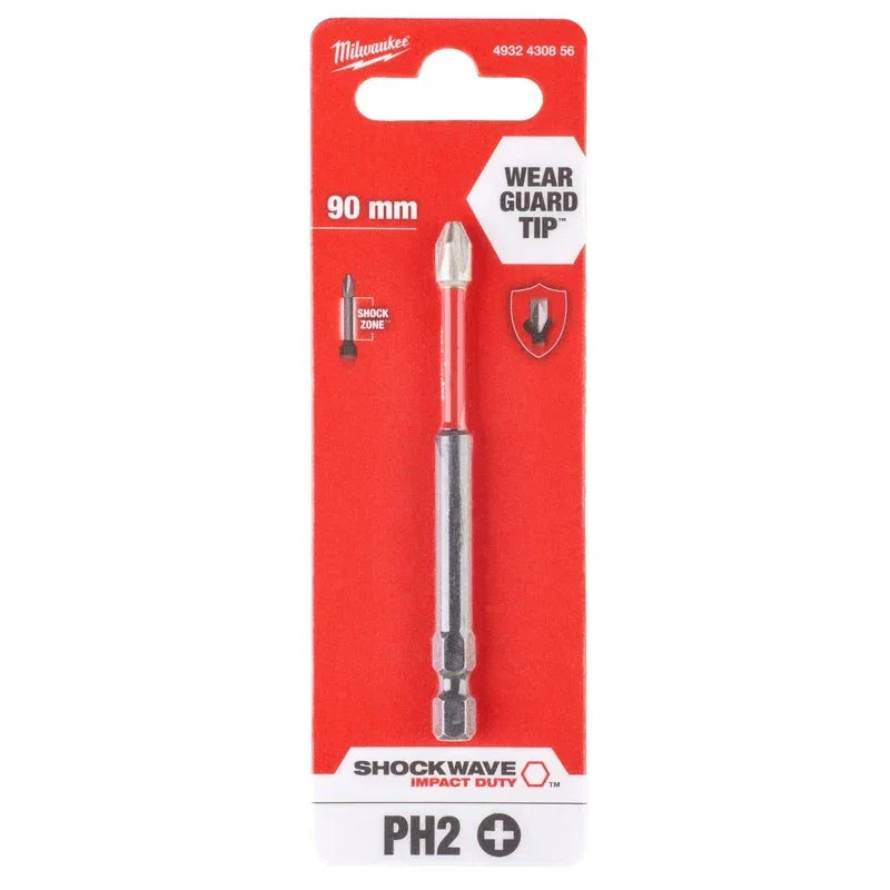 Milwaukee 4932430856 SHOCKWAVE PH2 Impact Bit 90mm – Wear Guard Driver Bit