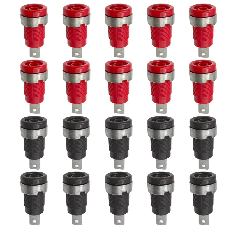 20PCS Insulated Safety 32A 4mm Banana Socket Terminal 5 Colors Female Jack Panel Mount Socket Binding Post Wire Connector