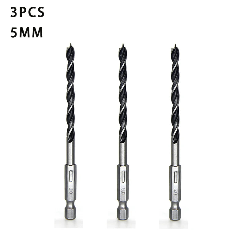 3/5pcs 3 4 5 6 7 8 10mm Quick Change Metal Tools 1/4" Hex Shank Wood HCS Drill Bit Set Round handle